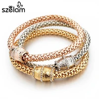 szelam 2019 women bracelets vintage rhinestone charms gold bracelet elastic chain charm 3pcs bundle bangles for women sbr150180
