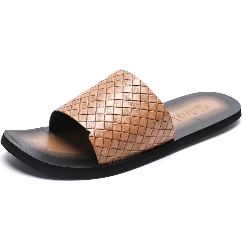 Summer Man Water Slippers Black Silver Beach Casual Shoes For Mens Outdoor Pu Leather Slippers Designer Flats Slippers Men