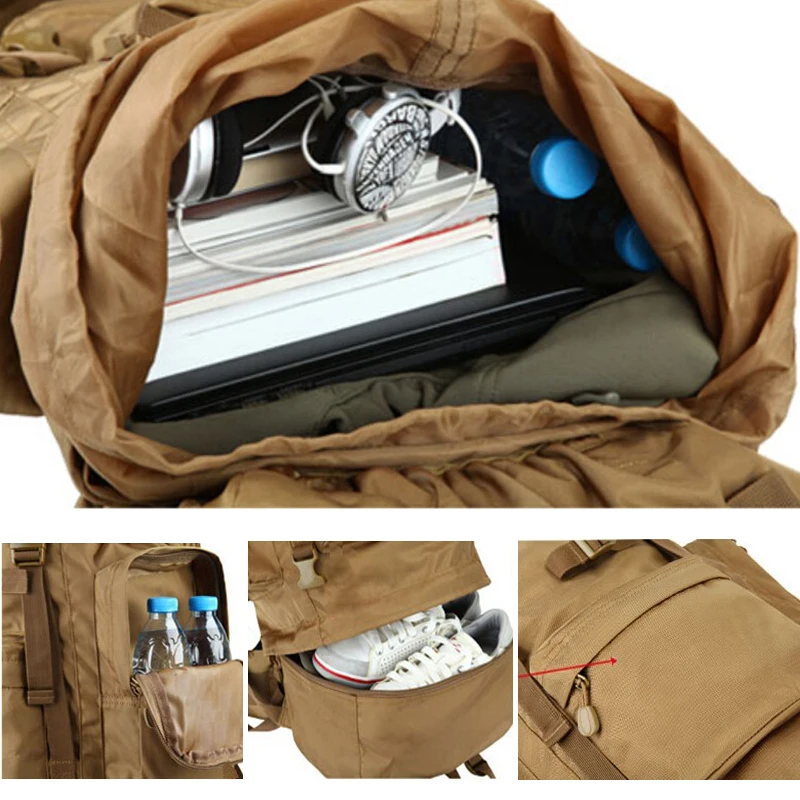 70 L large Backpack Outdoor Sports Bag 3P Military Tactical Bags For Hiking Camping Climbing Waterproof Wear-resisting Nylon Bag