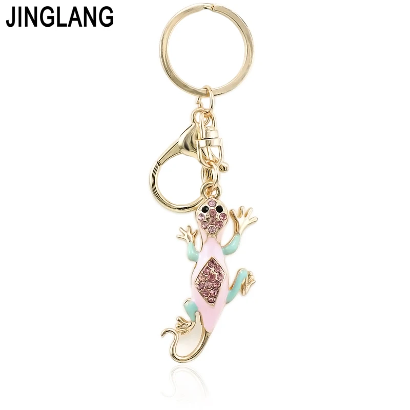 JINGLANG золотой цвет животное Омар застежка брелок Подвеска Кристалл Эмаль геккон