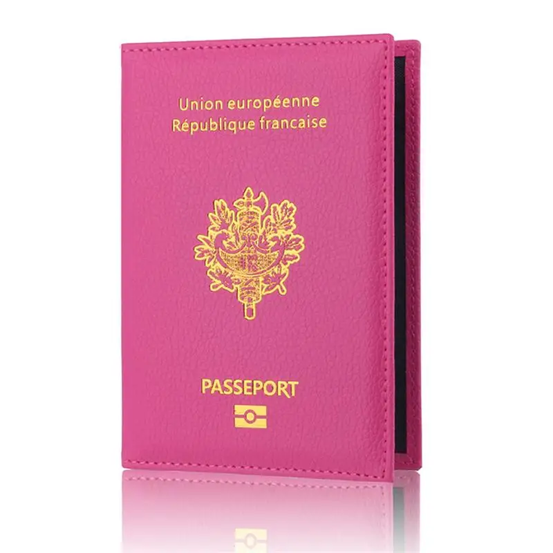 Rose Red Mcneely модный унисекс дорожный держатель для паспорта для Frace кожаный чехол для паспорта для путешествий кредитный держатель для карт для французского паспорта - Цвет: Rose Red