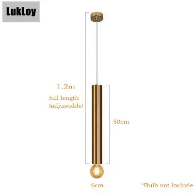 Tube 50cm x 6cm Диаметр 6 см Золотой светодиодный подвесной светильник современная кухонная лампа столовая Бар Магазин счетчиков труба подвеска вниз трубка офис точечный свет - Цвет корпуса: Tube 50cm x 6cm