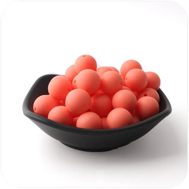 salmon orange 10 шт. 15 мм Силиконовые Круглые Бусины DIY Ювелирные изделия прорезывание зубов шеи Детские Прорезыватели Для детская пустышка цепи пищевого качества силиконовые бусины продукты - Цвет: salmon orange