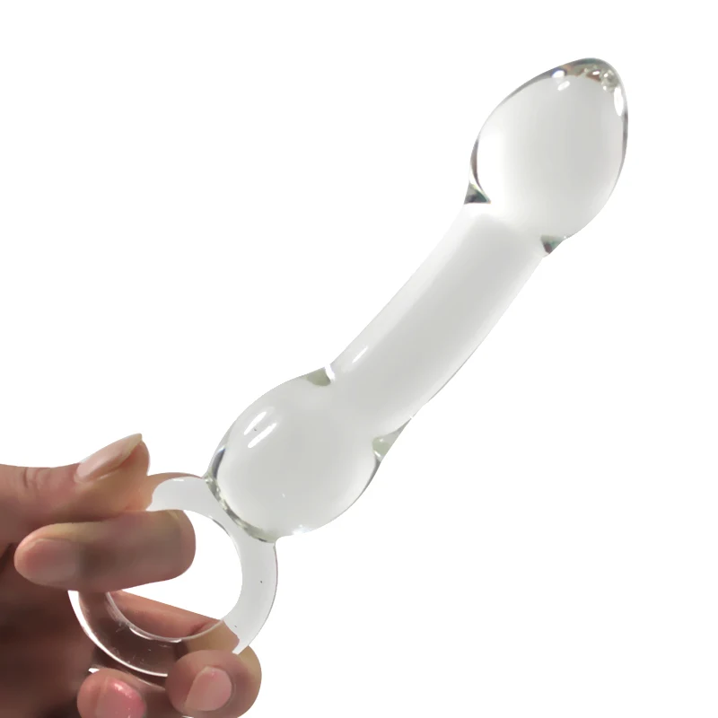 Прозрачный хрустальный фаллоимитатор в форме сердца ручной спиральный пенис