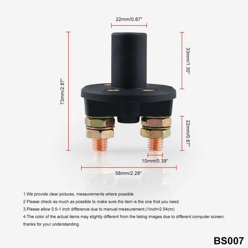 Car power main switch battery battery switch double column anti-leakage knob type disconnector cut off