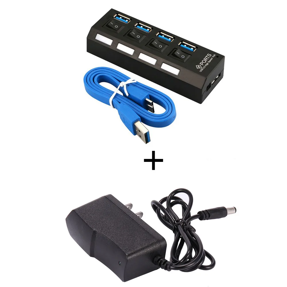 4 Port Black With US USB 3,0 концентратор 4/7 порт высокая скорость 5 Гбит/с Портативный Micro usb-хаб 3,0 мульти разветвитель с адаптером питания для ноутбука MacBook - Цвет: 4 Port Black With US
