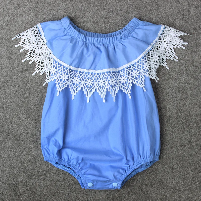 2017 Летние Новорожденного Девушки Круглым Воротом Оборками С Коротким Рукавом