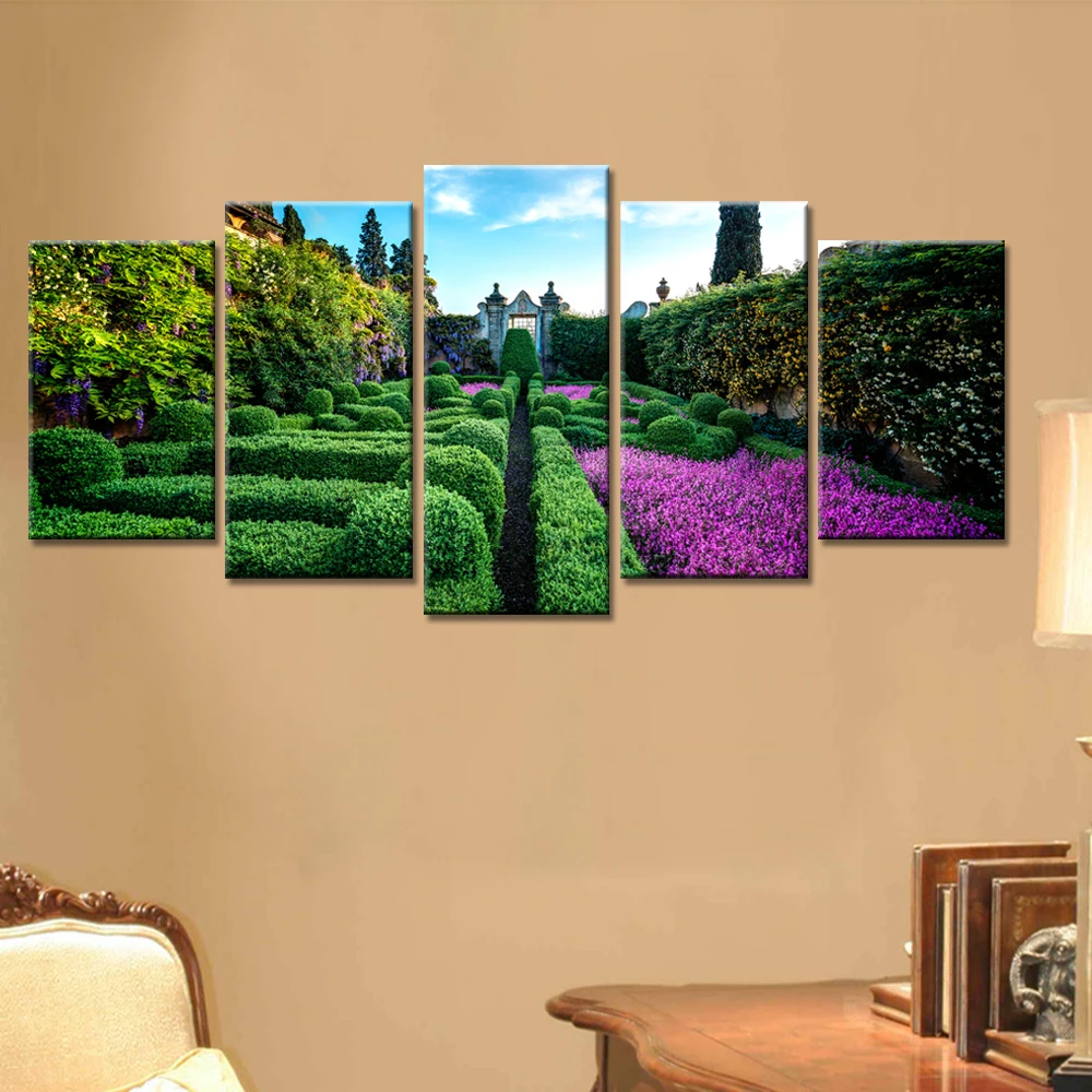 5 шт. красивые настенные художественные картины на холсте с зелеными деревьями