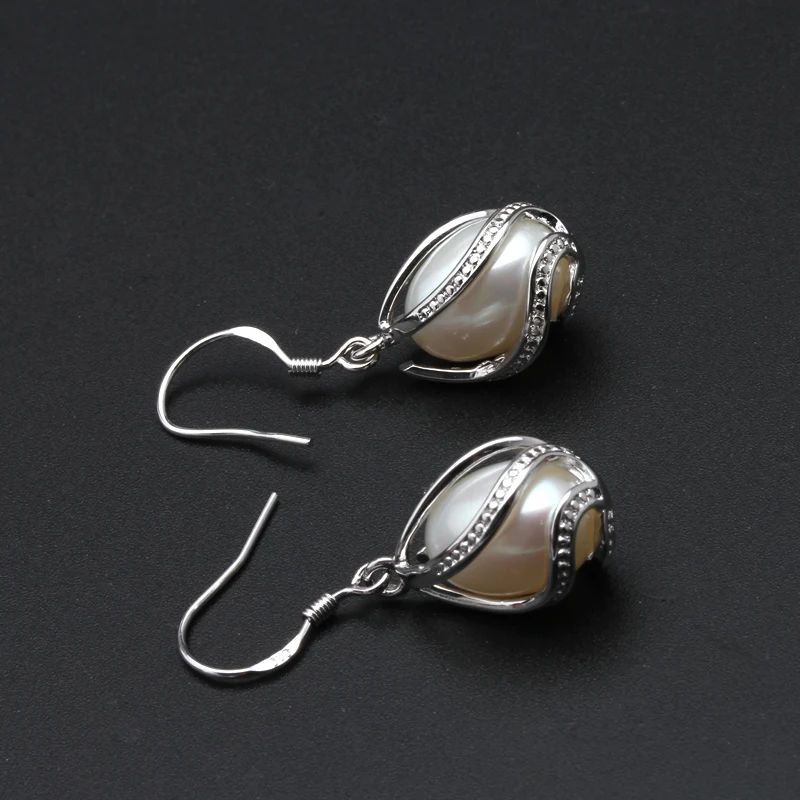 white pearl Earrings Модные клетки жемчужные Висячие серьги для женщин модная классика стерлингового серебра 925 Очаровательная пресноводная жемчужина серьги ювелирные изделия - Цвет камня: white pearl Earrings