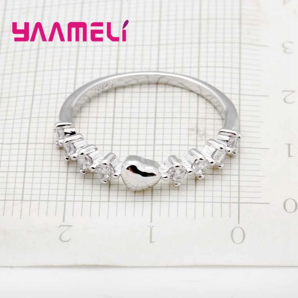 Женское кольцо с кристаллом в виде сердца из серебра 925 пробы|promise ring|cubic zirconiaring ring