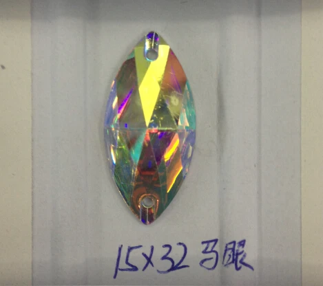 

Бесплатная доставка ~! 50 ~ 100 шт./лот, 15x32 мм Marquise crystal AB цветная плоская задняя пришивка полимерных камней.