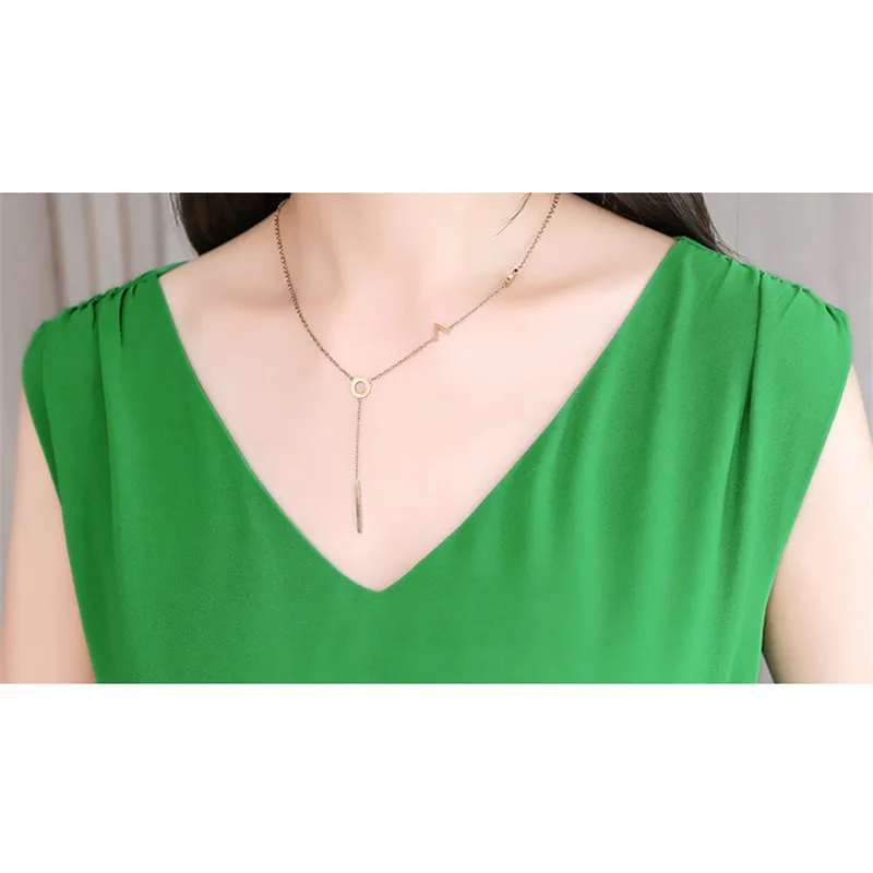 

Green Dress Women 2021 V Neck Plus Size Chiffon Dress Summer Korean Fashion Clothing Slim White 10 Colors Maxi Dresses CX910