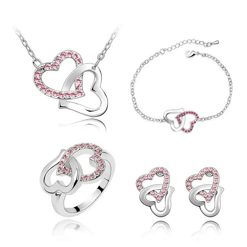 Оптовая продажа модные ювелирные изделия австрийские кристаллы двойное сердце
