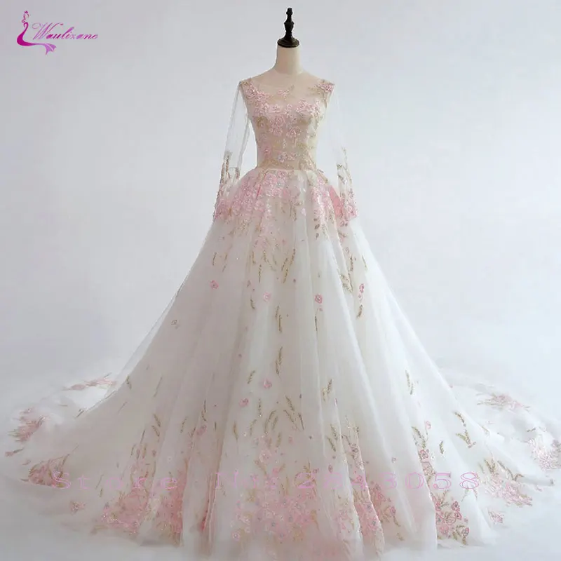 Waulizane элегантная Аппликация бальное платье Vestido De Noiva Роскошная Часовня Свадебные платья Длинные рукава длина до пола