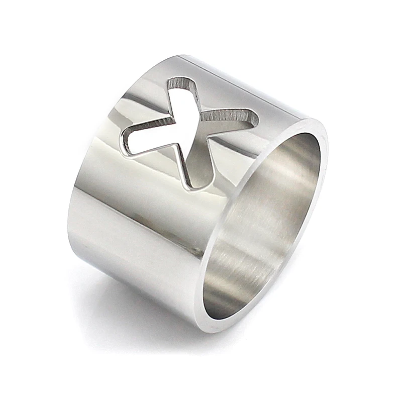 Couya Brand Blank Cross Ring 2017 Summer Unique Design 316L Stainless Steel Hollow Women Rings Fashion Jewelry|women fashion rings|women ringscross