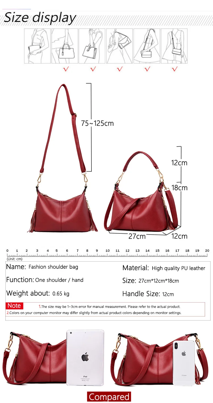 Fashion Tassel Crossbody Bags For Women Messenger Bag Designer Handbags High Quality Female Leather Shoulder Bag Sac A Main