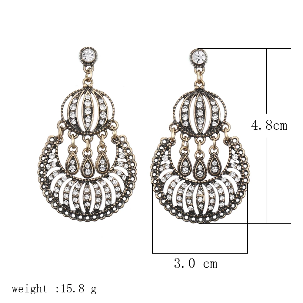 Retro earring for women Plated Bronze rhinestone charm earrings wedding tassel jewelry Boucles d'oreilles pendientes mujer 2019 |