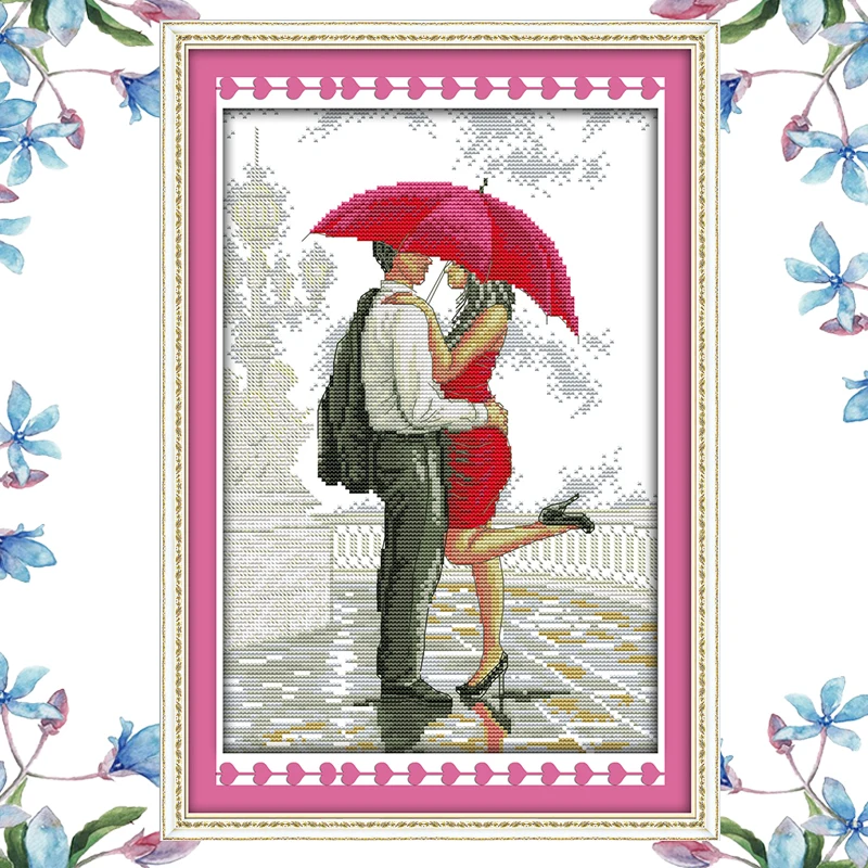 NKF A romantic walking in the rain needlecraft Chinese cross stitch chart stamped Christmas kit for home decoration | Дом и сад