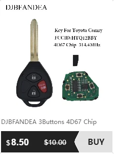 Djbfandea 4 кнопки 314,4 МГц 4D67 Чип дистанционного ключа автомобиля для Toyota FCCID HYQ12BBY Camry 2007-2011 с спросить сигнала необработанное лезвие