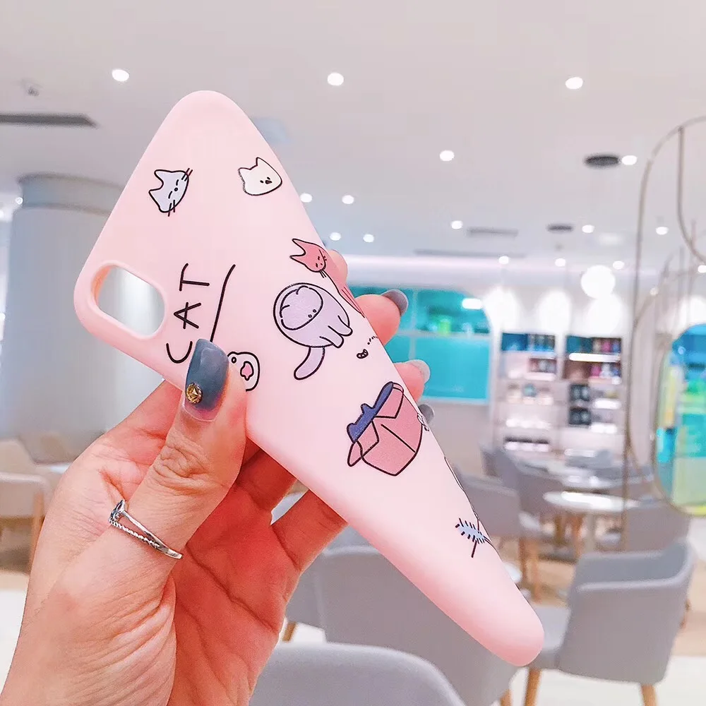 Fashion Cute cartoon candy color cat cover cases for iPhone 6 6splus 7 8plus X Xr Xs MAX soft TPU phone back shell Coque |