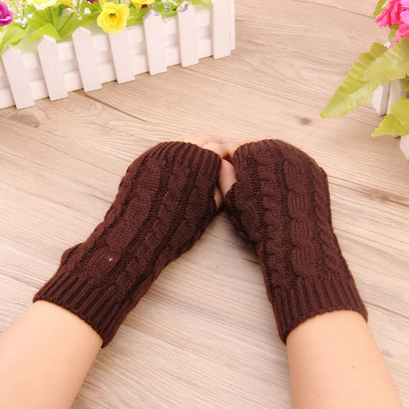 2017 Women Stylish Solid Hand Warmer Winter Fashion Gloves Arm Crochet Knitting Mitten Fingerless Long Christmas Gift | Аксессуары для