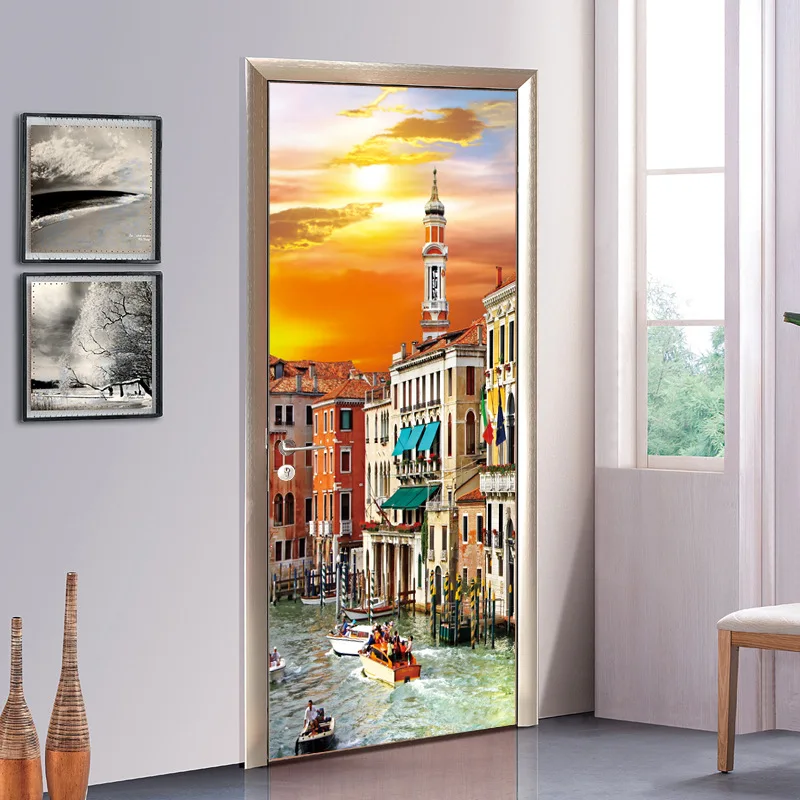 3D яркий водный город Венеции обои дверь фотообои гостиная спальня детская