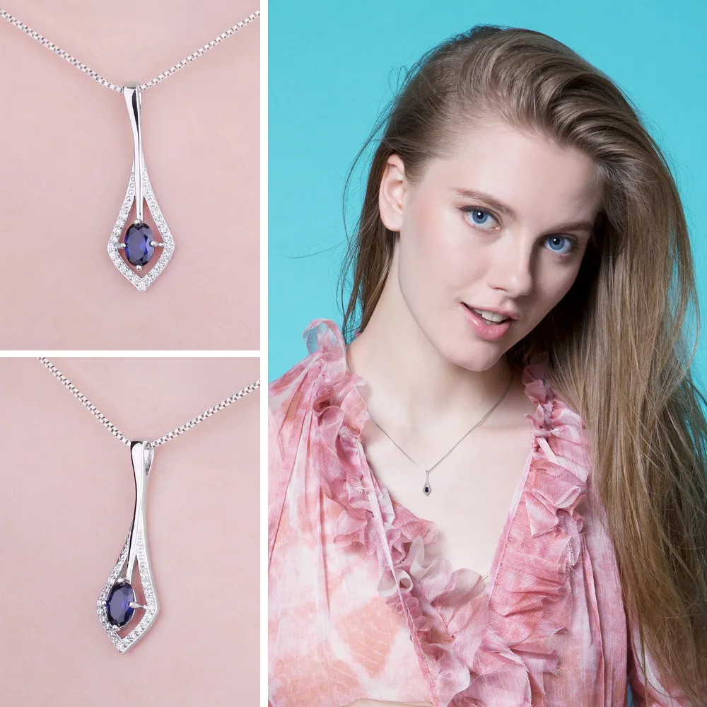 Jewelrypalace модные 0.7ct овальным вырезом создан сапфир кулон 925 стерлингового серебра