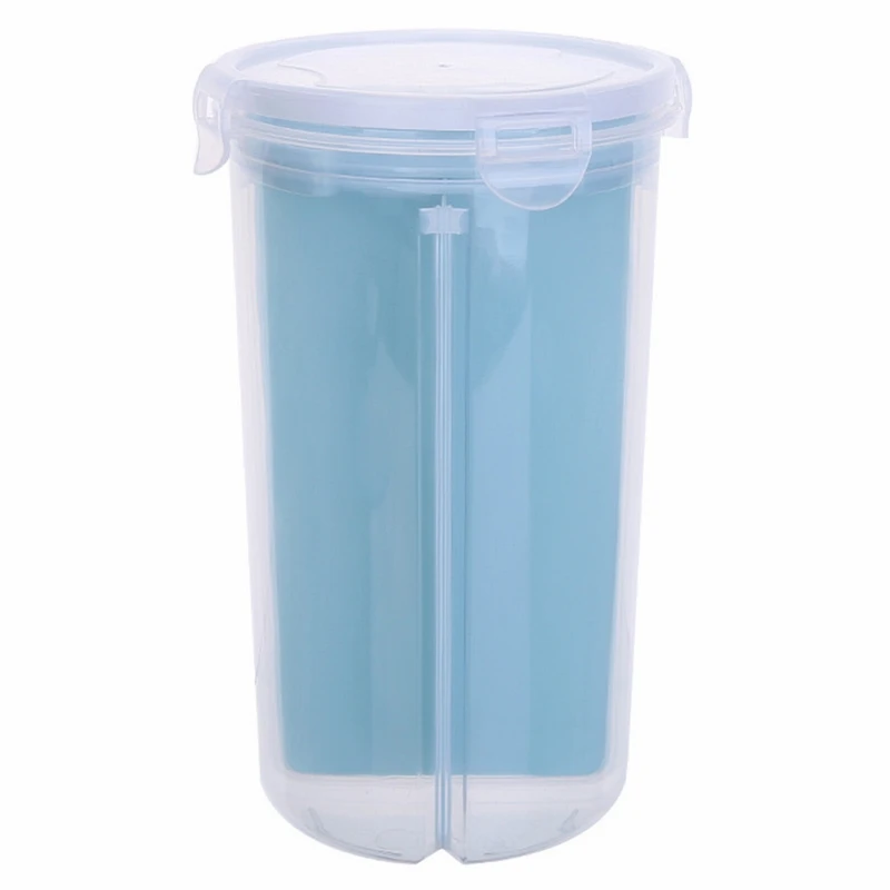 large blue Пластиковый ПП вращающийся ящик для хранения зерен бобов риса с крышкой уплотнения 4 решетки Кухонный Контейнер для хранения еды холодильник - Цвет: large blue