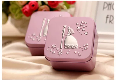 Квадратная декоративная коробка для хранения конфет подарочная жестяная банки