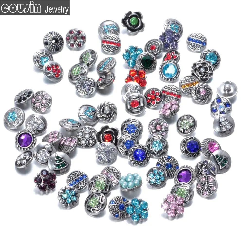 100 шт./лот высококачественные металлические кнопки 12 мм разных стилей