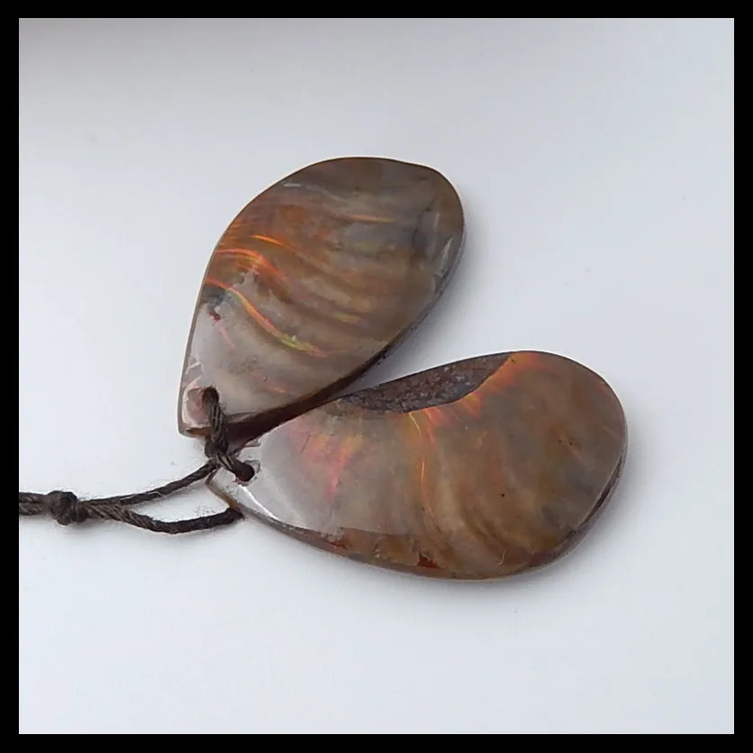 

Natural 2PCS Ammonite Foss il fashion woman Earring Bead,35x19x6mm,33x19x5mm,10.9g