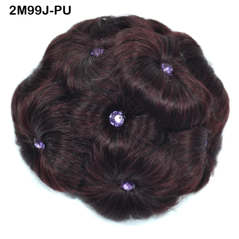 Jeedou синтетический шиньон с алмазной клипсой на накладной пучок для волос Updos 75 г круглые цветы пончик Черный Brwon цвет женские волосы - Цвет: 2M99J-PU