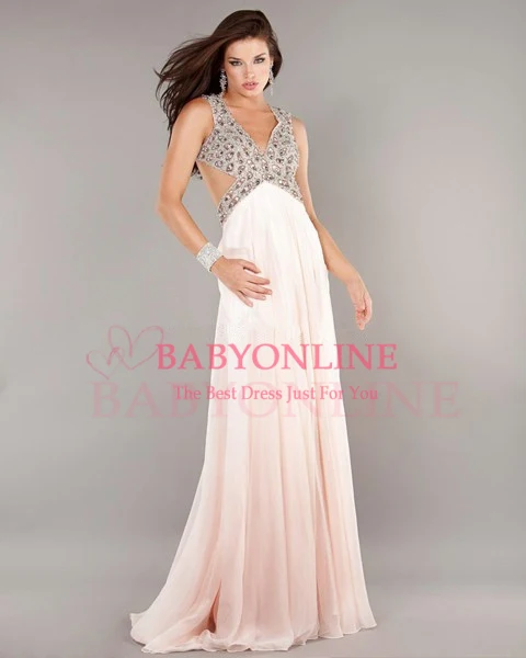 2014 Elegant V Neck Crystal Beaded Open Back Bridal Wedding Dresses Weddings &amp Events Gowns Vestidos De Noiva BO3563 | Свадьбы и
