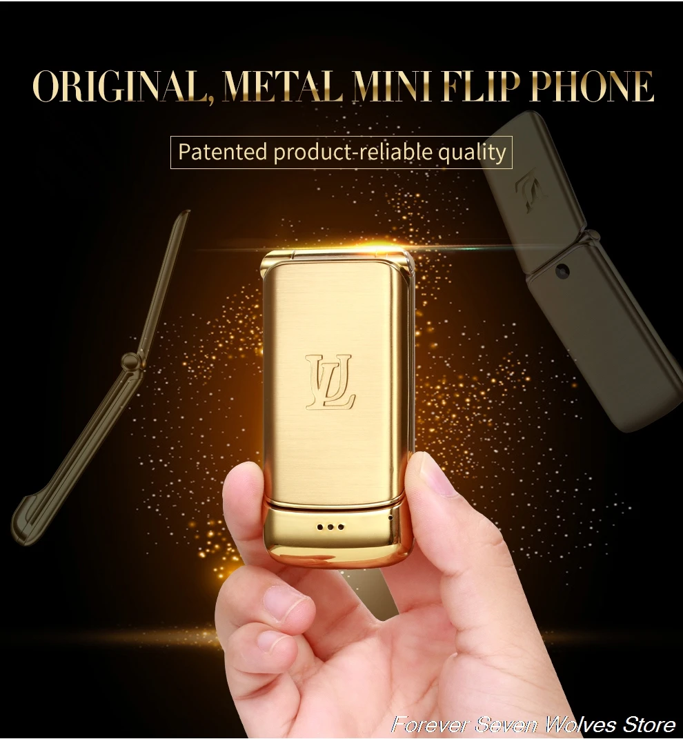 Ulcool V9 1,54 ''металлический корпус флип телефон маленький экран Bluetooth Dialer FM радио анти-потеря супер мини мобильный телефон
