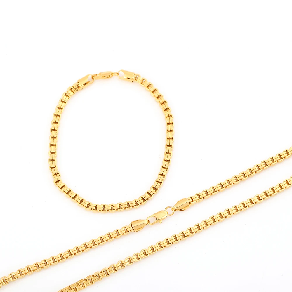 Комплект украшений для мужчин и женщин браслет ожерелье 4 мм в ширину ювелирные