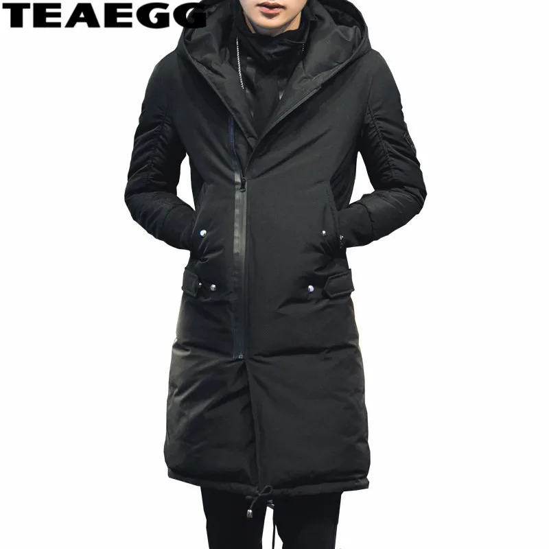 TEAEGG зимняя мужская куртка с хлопковой подкладкой, манто Hiver Homme, черная Теплая мужская зимняя парка с капюшоном, мужские куртки, верхняя одежда AL377