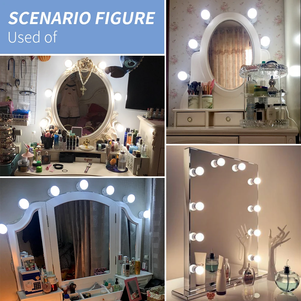 CanLing Wall Lamp LED 16W Makeup Mirror Vanity Led Light Bulbs Hollywood Led Lamp Touch Switch USB Cosmetic Light Dressing table images - 6