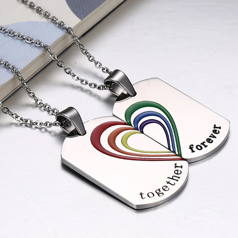 Одна пара радужные ожерелья и кулоны &quotВместе навсегда&quot для геев лесбиянок из