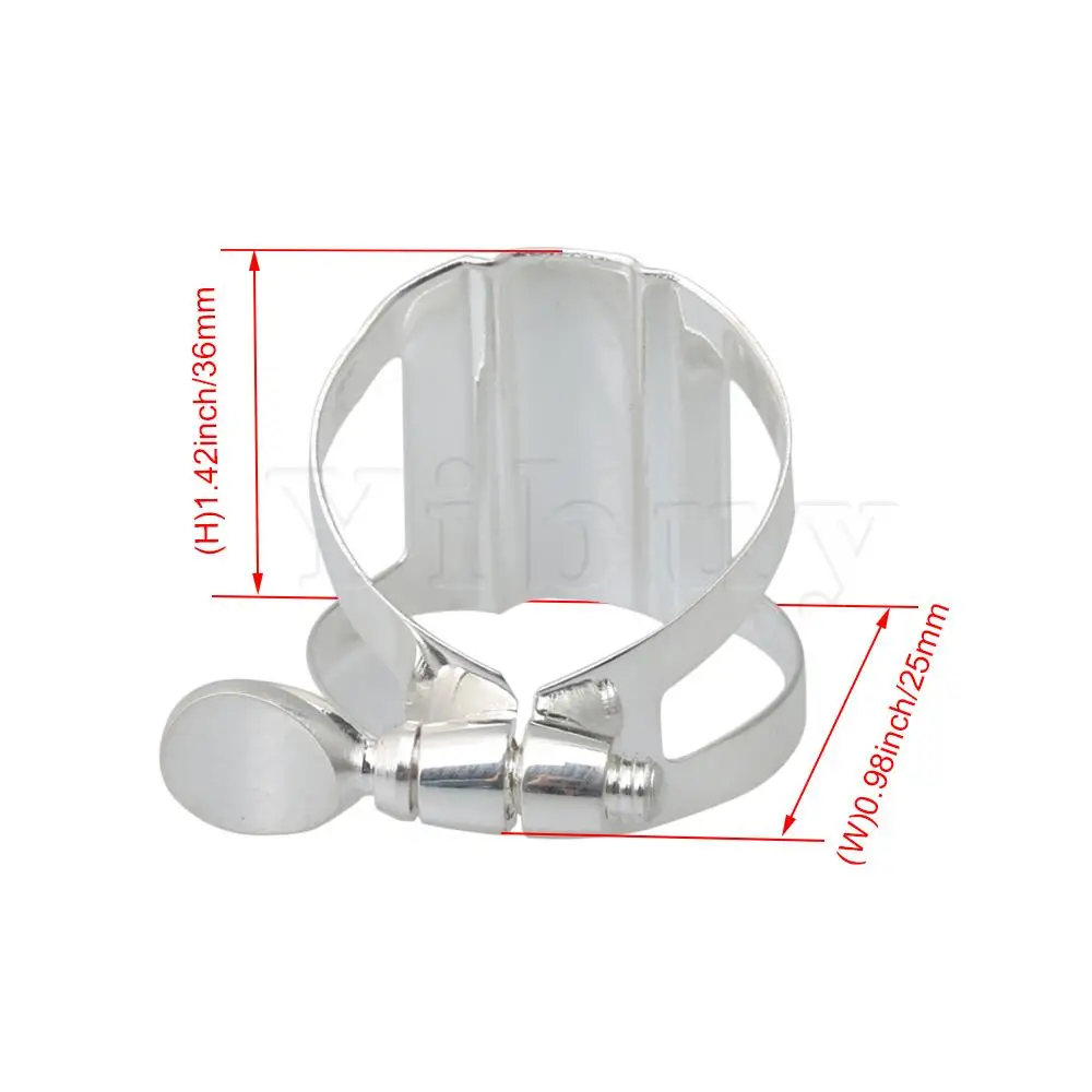 

Yibuy Dia 1.07inch Metal Silver Plated Clarinet MouthpieceLigature for Woodwind Instruments Accessories