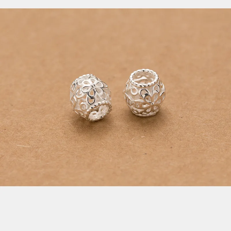 _ Серебряные бусины с вырезами в форме цветка 7 мм 9 11 большим отверстием