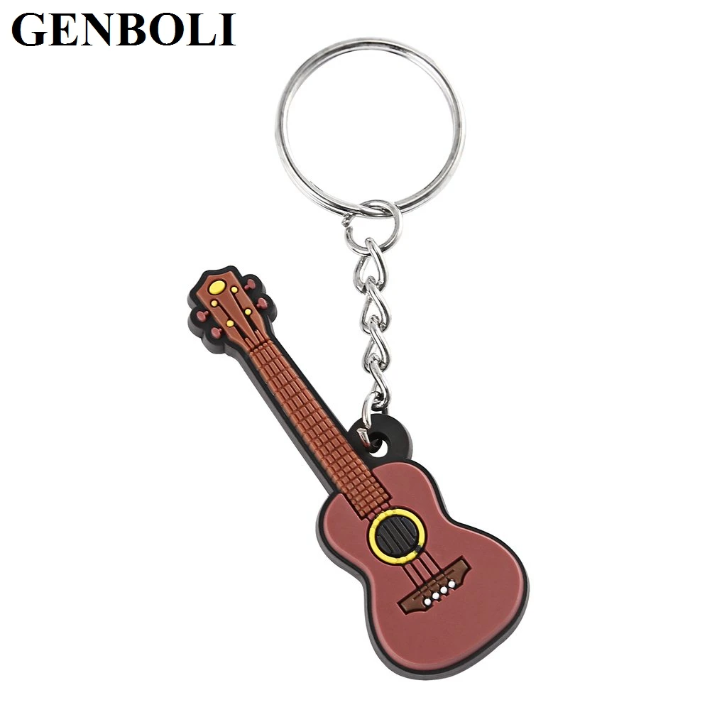 GENBOLI Music Violin Shape Silicone Keychain Key Ring Caps Chain Lovely Holder Pendant Gift For Men And Women | Украшения и