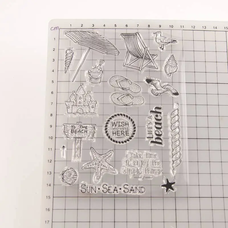 Пляжное Силиконовое прозрачное печатное уплотнение DIY тиснение для скрапбукинга