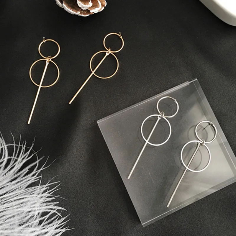 Простой в Корейском стиле длинные Стиль Tassel Pendant Размеры круглые серьги для
