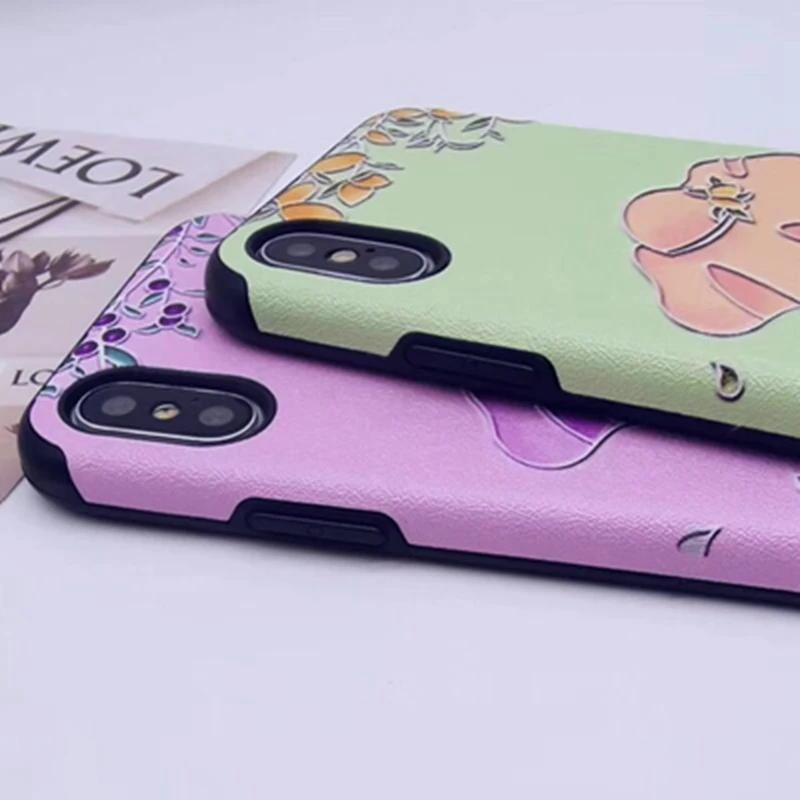 Green Cartoon Back Girl + Lanyard Phone Case for 6 6s 7 8 Plus Pink All inclusive Soft Cover XS Max XR X | Мобильные телефоны и