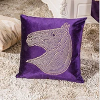 2019 horse head pattern cushion cover european diamond technology pillow cover invisible zipper polyester square pillow case