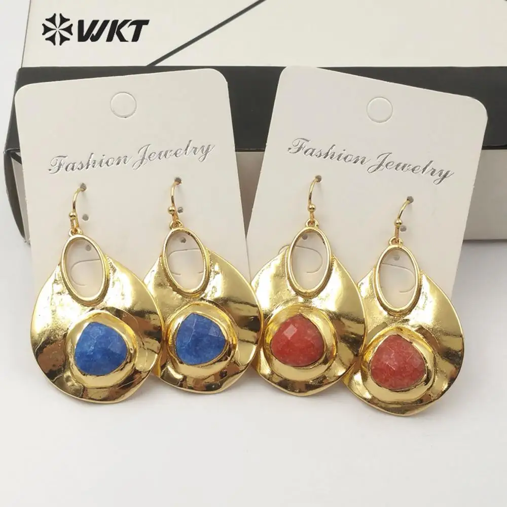 Серьги BOHO женские натуральные нефриты в форме слезы с драгоценными камнями