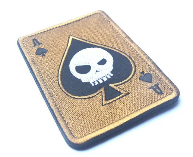 hook loop Карты смерти покер Ace of Spades нашивки вышивка тактическая нашивка для одежды сумка панк военные нашивки значки - Цвет: hook loop