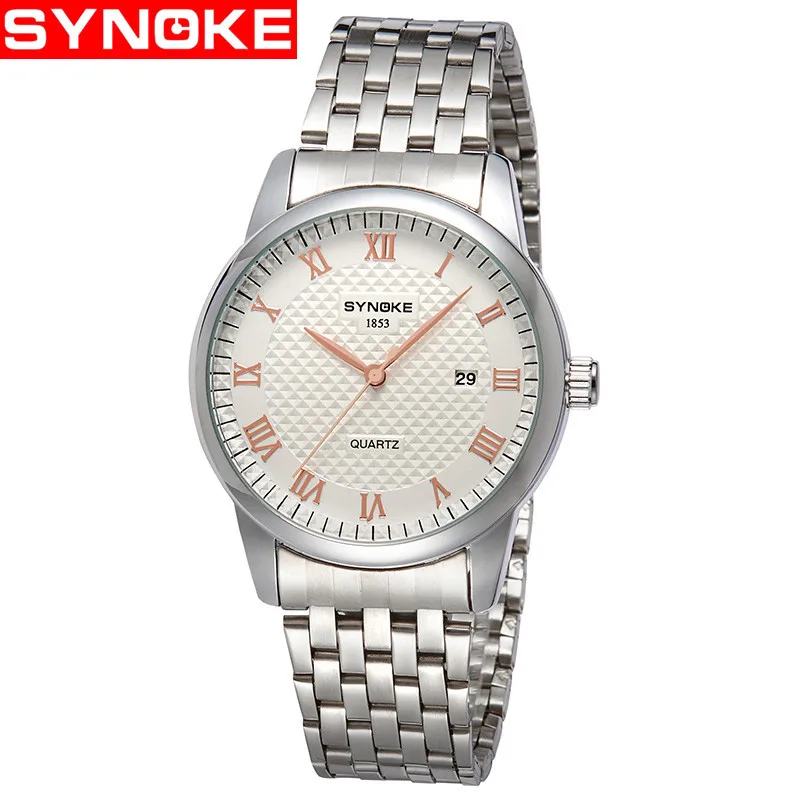 SYNOKE кварцевые часы мужские стальной полосы водонепроницаемые Модные монтрес pour