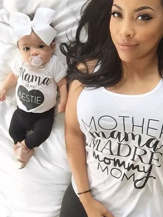 MAM IS MY BESTIE/2017 г. новая летняя футболка с принтом в виде сердца для новорожденных