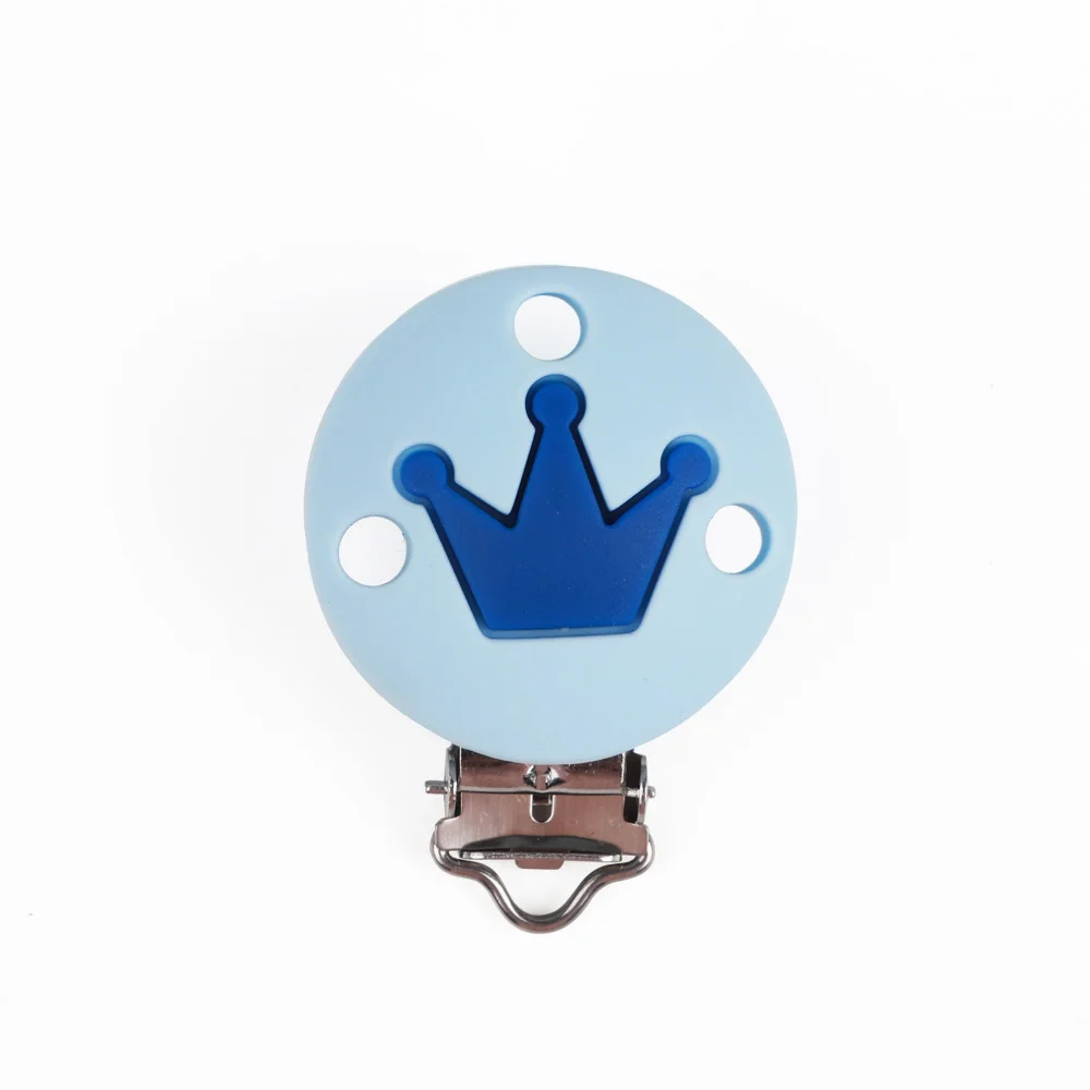 Crown-57A TYRY.HU 10pc Pacifier Chain Clip Round Star Crown Heart Food Grade Silicone Clip Baby Teething DIY Pacifier Chain Tool Accessori - Цвет: Crown-57A